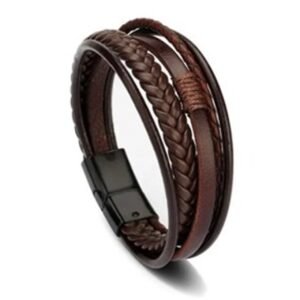 Brown Leather Layered Bracelet – Earthy & Modern