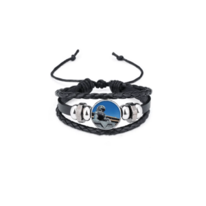 Braided Leather Bracelet with Lion Charm