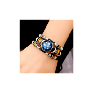 Blue snowflake charm with layered leather